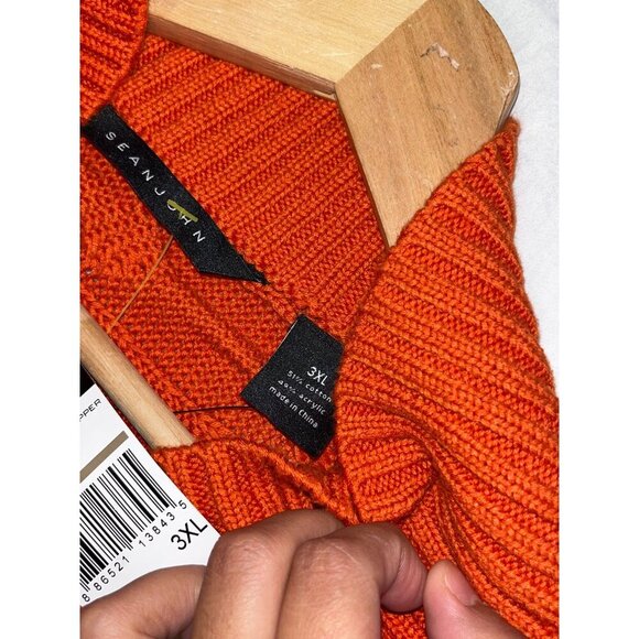 NWT Sean John Orange Gradient Knit Pullover Shawl Collar Men Sweater Size 3XL - Picture 10 of 15